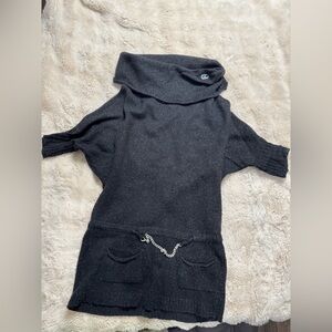 Miss Sixty Black with Silver Cowl Neck Sweater with pockets y2k